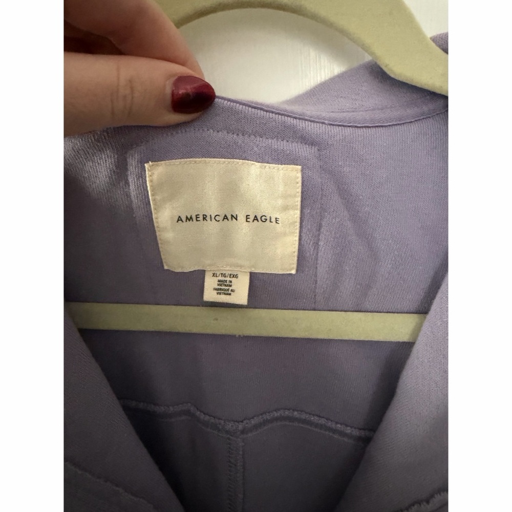 American Eagle Outfitters Lavender Button Down Sweatshirt - Picture 2 of 4